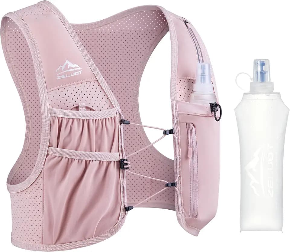Zelvot Running Vest for Women Men, US Patent, Adjustable Chest Straps Running Hydration Vest with 500ml Soft Flask, Lightweight Reflective Hydration Backpack for Marathon