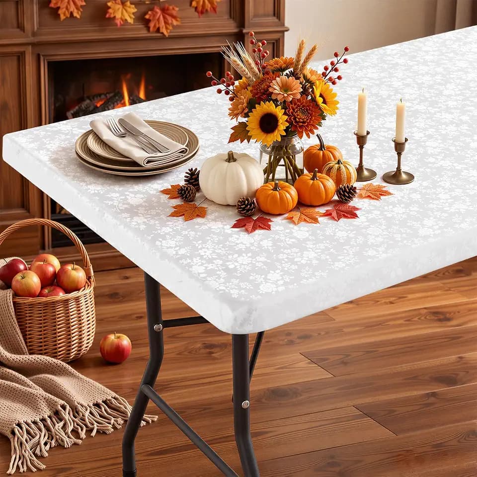Smiry Heavy Duty Vinyl Fitted Tablecloths for 6 Foot Rectangle Tables
