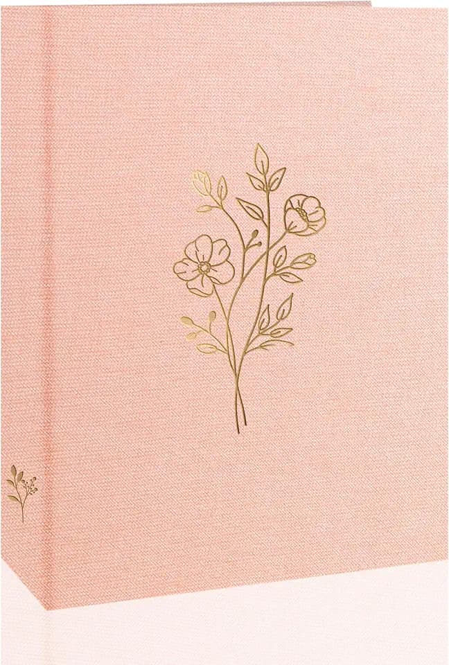 Holoary 5x7 Photo Album 100 Photos, 100 Pockets Picture Album, Linen Fabric Cover Big Picture Book for Photos, Photo Album 5x7 for Family Weddings Travel Memories(Pink)