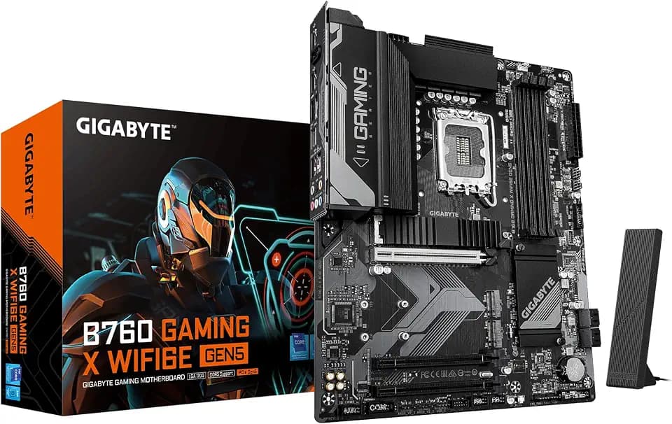 GIGABYTE B760 Gaming X WIFI6E GEN5 Mainboard – Unterstützt Intel Core Prozessoren der 14. Generation, 8+1+1 Phasen VRM, bis zu 5600 MHz DDR5, 3 x PCIe 4.0 M.2, Wi-Fi 6E, 2.5 GbE LAN, USB 3.2 Gen 2