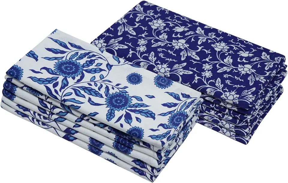 COTTON CRAFT Cloth Napkins – Set of 12 Pure Cotton Printed Reusable Napkins