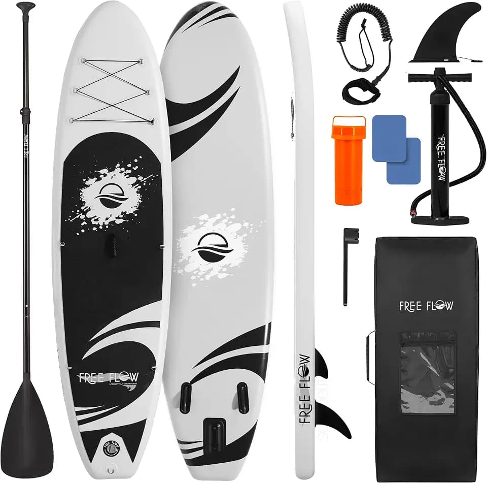 SereneLife 10’6" Inflatable Stand Up Paddle Board with Premium SUP Accessories - Wide Stable Design with Non-Slip EVA Deck Pad, for Youth and Adults, 350 lbs. Capacity