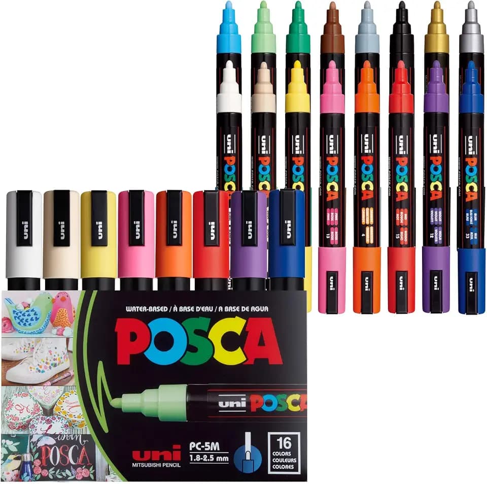 POSCA® PC-5M Water-Based Acrylic Paint Markers, Medium Tip, 16 Count