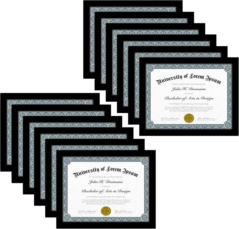 Americanflat 8.5x11 Picture Frame with Polished Plexiglass - Set of 12 - Signature Collection - Picture Frames with Engineered Wood - Photo Frame for Tabletop and Wall Display - Black