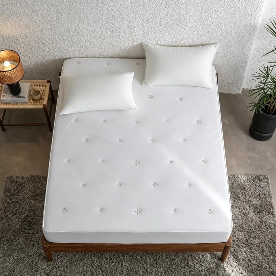 Simple&Opulence King Size Mattress Pad Protector, 100% Cotton Top Cooling Breathable Quilted Mattress Cover Fitted Sheet Stretches up to 16 Inches Deep Pocket Non Slip Soft Bedding Pad Topper-White
