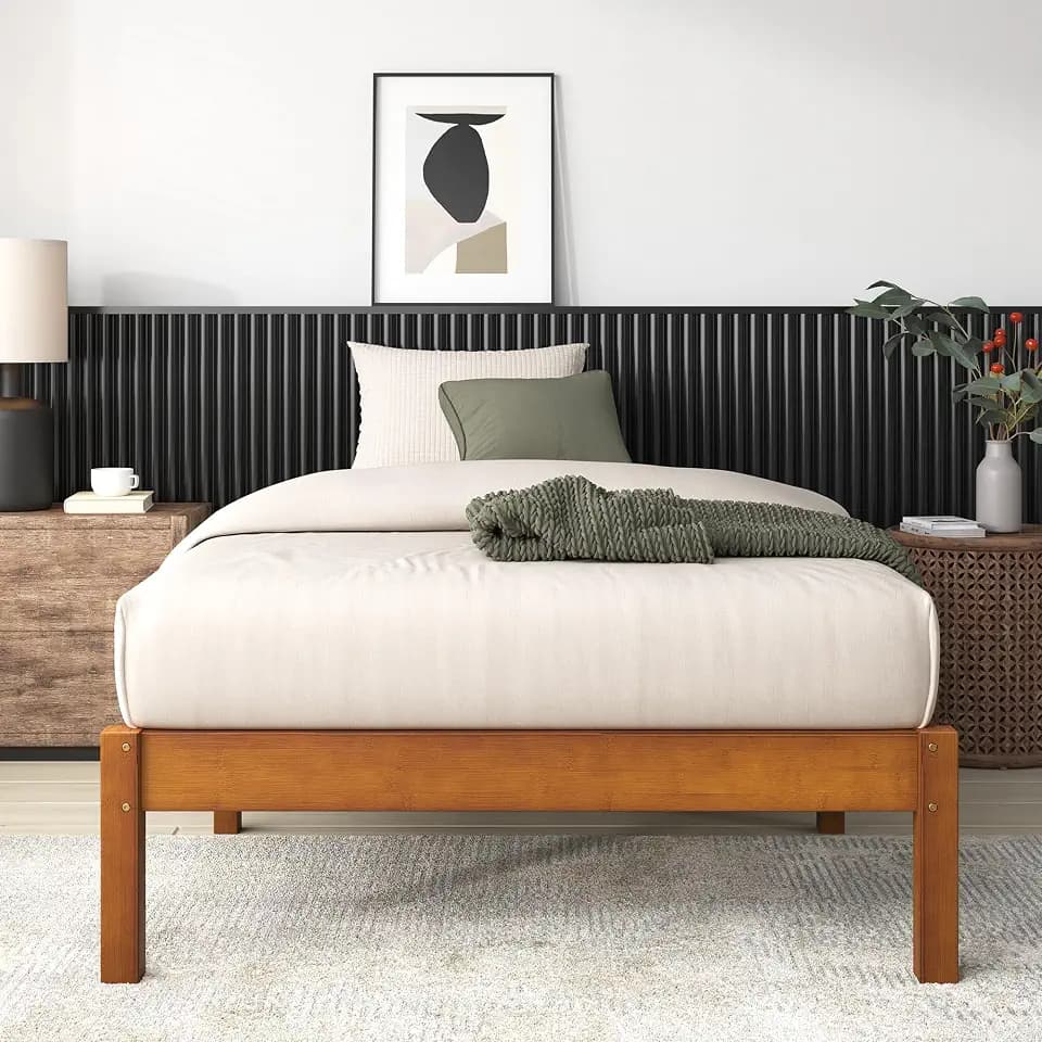 Zinus 14 Inch Ellie Bamboo Platform Bed Frame, No Box Spring Needed, Twin