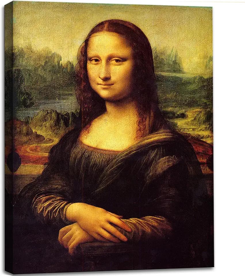 Mona Lisa by Leonardo DaVinci Canvas Wall Art Classic Painting Reproduction Vintage Artwork Print Framed Art for Wall Decor 16"x24"