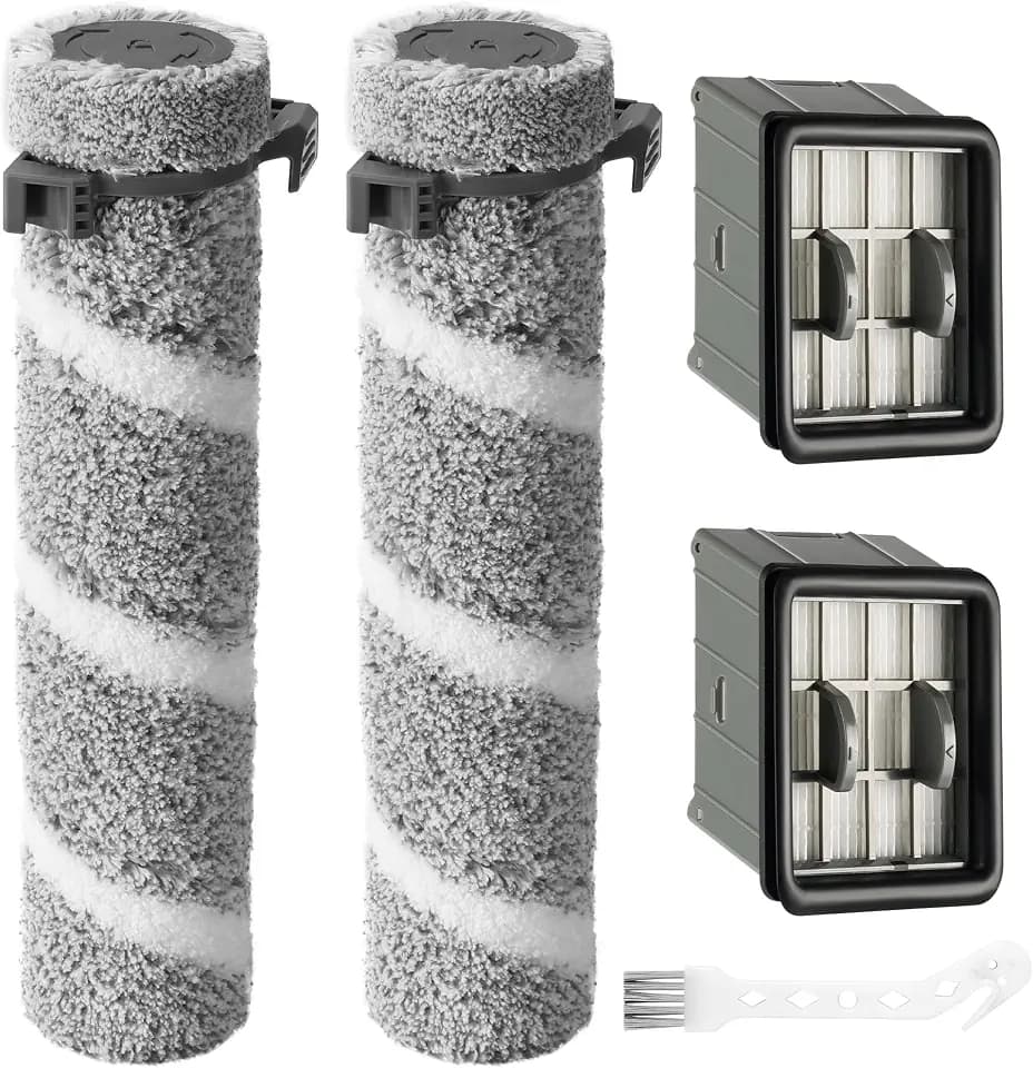 3930F 3933 3930 Brush Roll Filter Replacement Kit for Bissell CrossWave OmniForce Edge Cordless Multi-Surface Hard Floor Cleaner Wet Dry Vacuum, 2 HEPA Filters, 2 ZeroGap Brush Roll, 1640897, 1640066