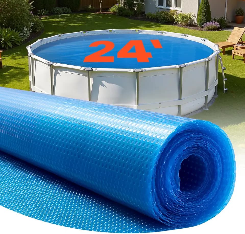 VEVOR Solar Pool Cover 24 ft, 16 Mil Round Solar Blanket Blue