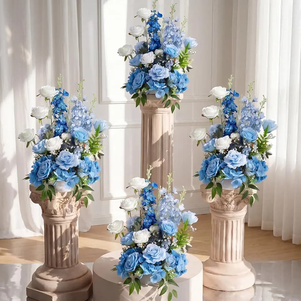 Giegxin 4 Pcs Standing Wedding Aisle Flowers Floral Arrangements, Bule