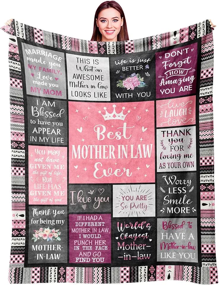 Ivivis Mother in Law Gifts, Mothers Day Birthday Christmas Wedding Gifts for Mother in Law from Daughter-in-Law, Mothers-in-Law Throw Blanket 60"X50"
