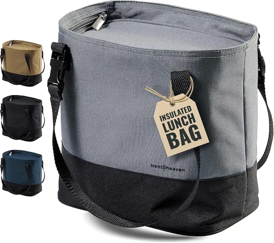 Bentoheaven Insulated Lunch Bag for Work, Women & Men, Cooler Tote, Gray