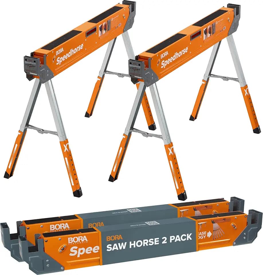 BORA Speedhorse XT Saw Horses 2 Pack Adjustable Folding Heavy Duty Sawhorse