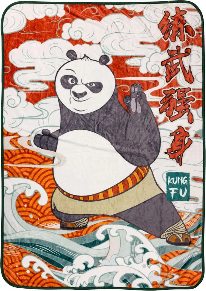 Silver Buffalo Kung Fu Panda Chinese Po, Fleece Throw Blanket, 45x60in