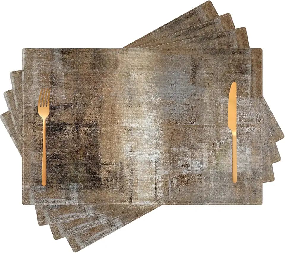 Brown and Gray Placemats Set of 4, Modern Abstract Place Mats