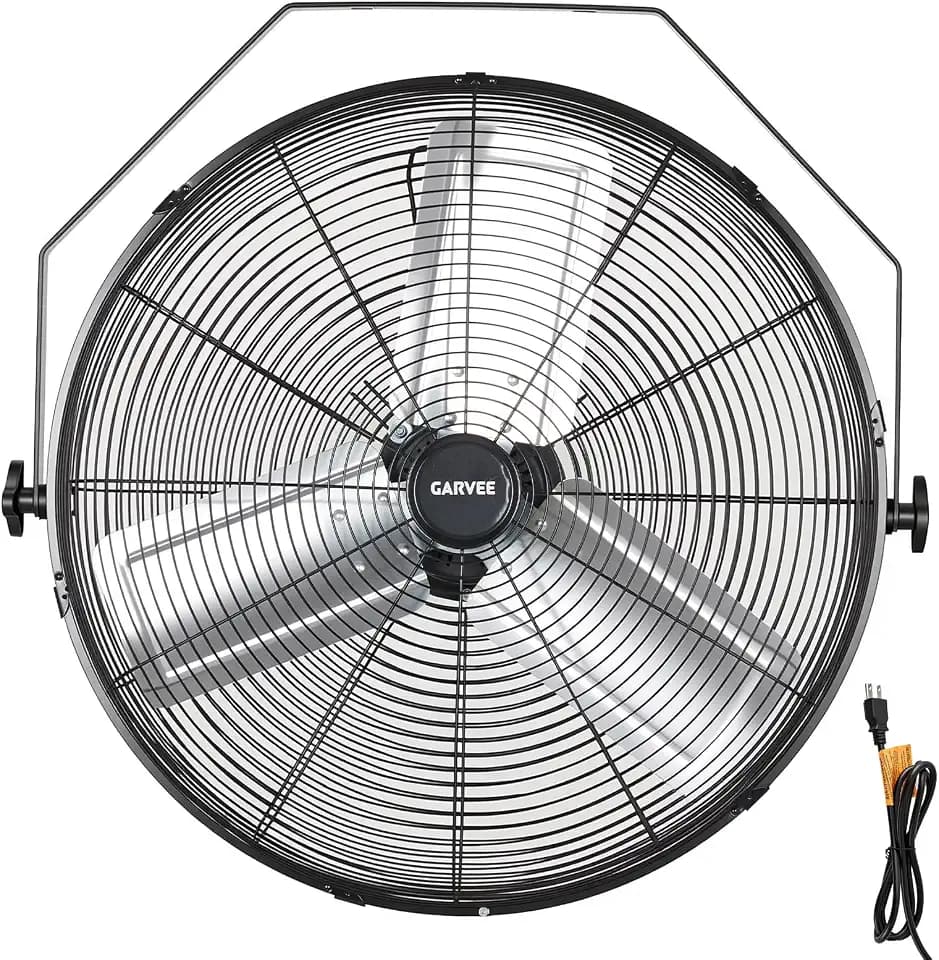 Garvee 18 Inch Wall Mount Fan, 3500 CFM 3 Speeds High Velocity Industrial Fan with 360° Tilt Head, IP44 Waterproof Heavy-Duty Aluminum Blades for Workshop, Warehouse, Greenhouse, Commercial