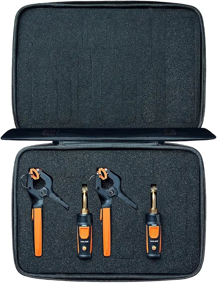 testo Smart Probe Kit - HVAC/R Gauge Set for Air Conditioning, Refrigeration and Heating System - AC Gauge Set with 2X 115i Clamp Meter and 2X 549i High Pressure Gauge – with Bluetooth