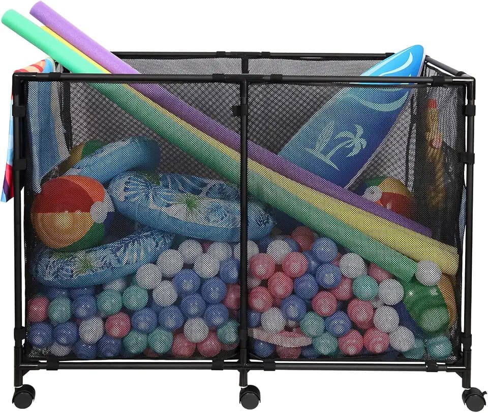 271Gal Pool Float Storage, Super Large Capacity, Metal Frame, 360° Wheels