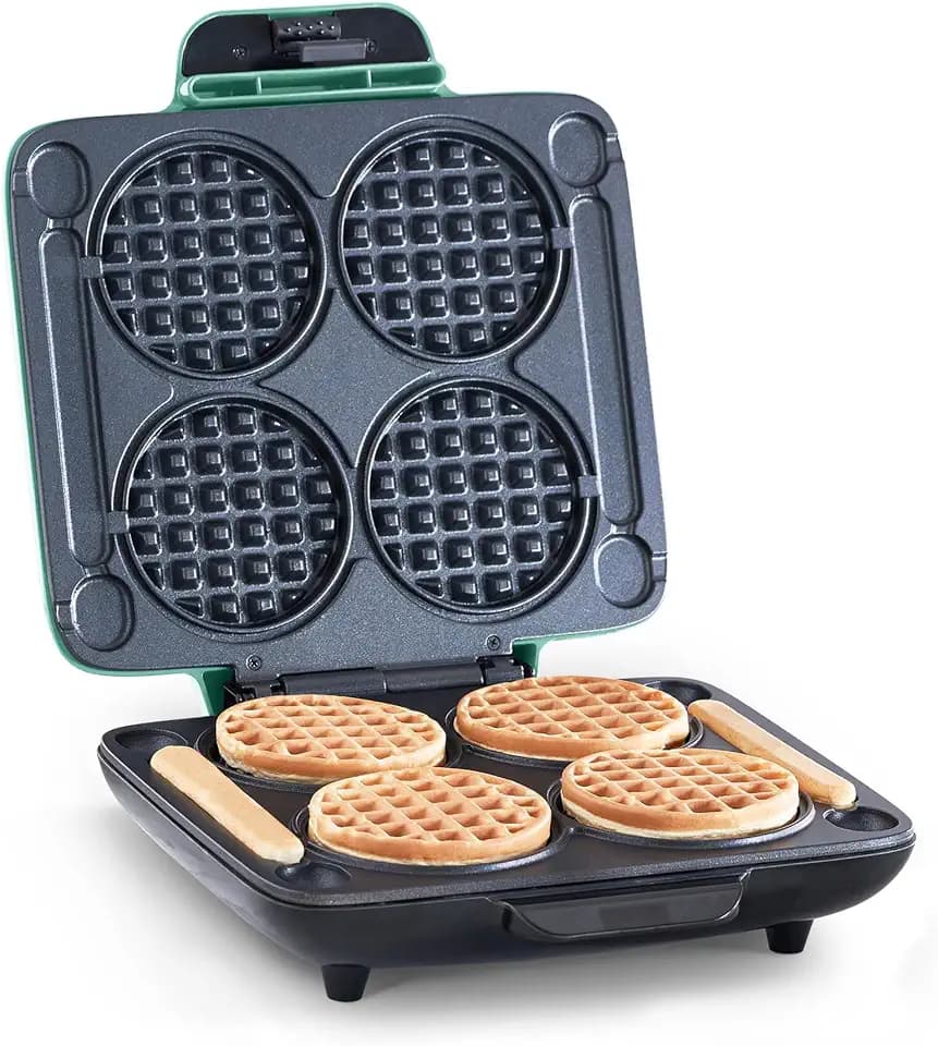 Dash Multi Mini Waffle Maker, Makes 4 Waffles at Once, Aqua e
