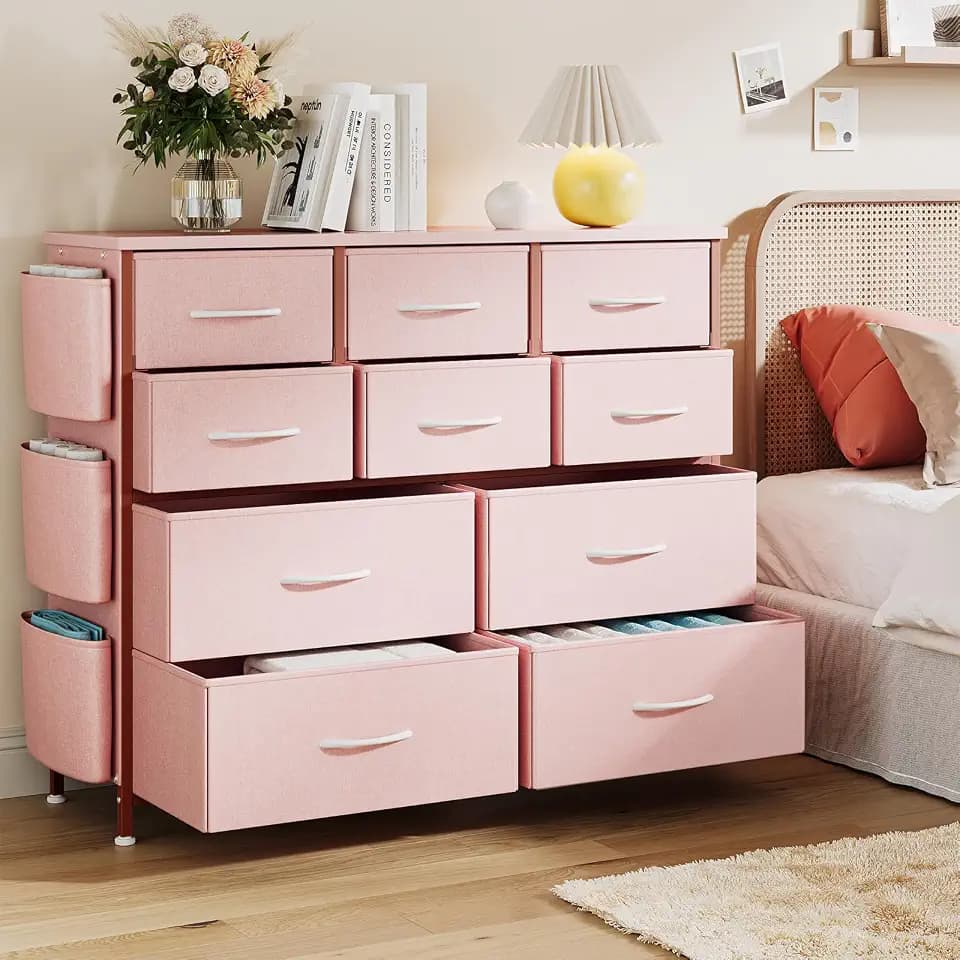 GarveeHome Dresser for Bedroom, Fabric Dressers & Chests of Drawers with Side Pockets, Chest of Drawers for Closet, Living Room, Closet, Hallway