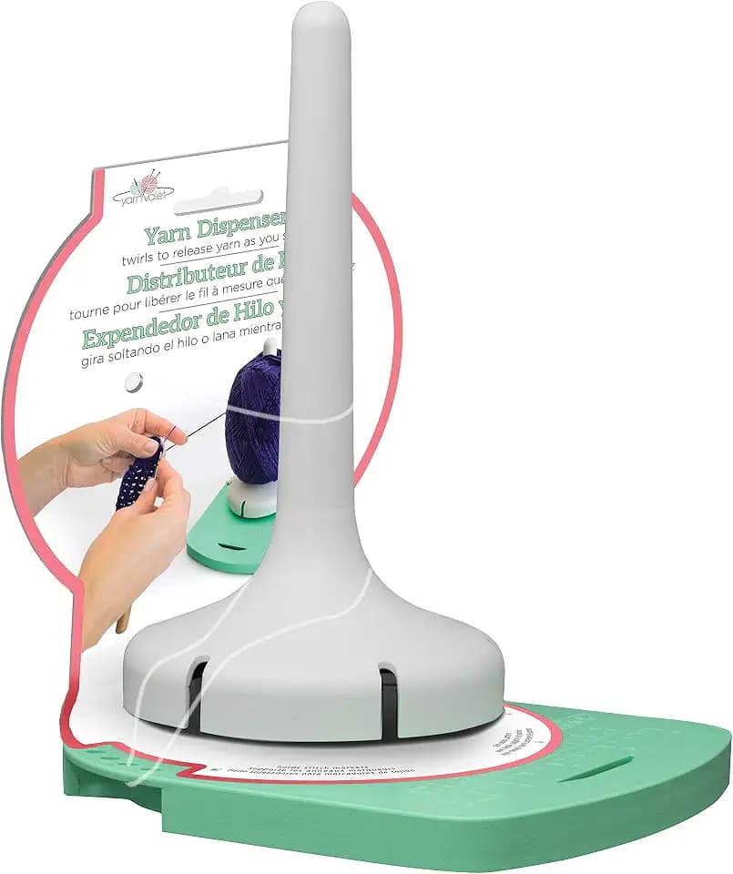 Yarn Dispenser by Yarn Valet – Non-Slip Base with Built-in Holder for Markers, Pattern and 4” Gauge Ruler