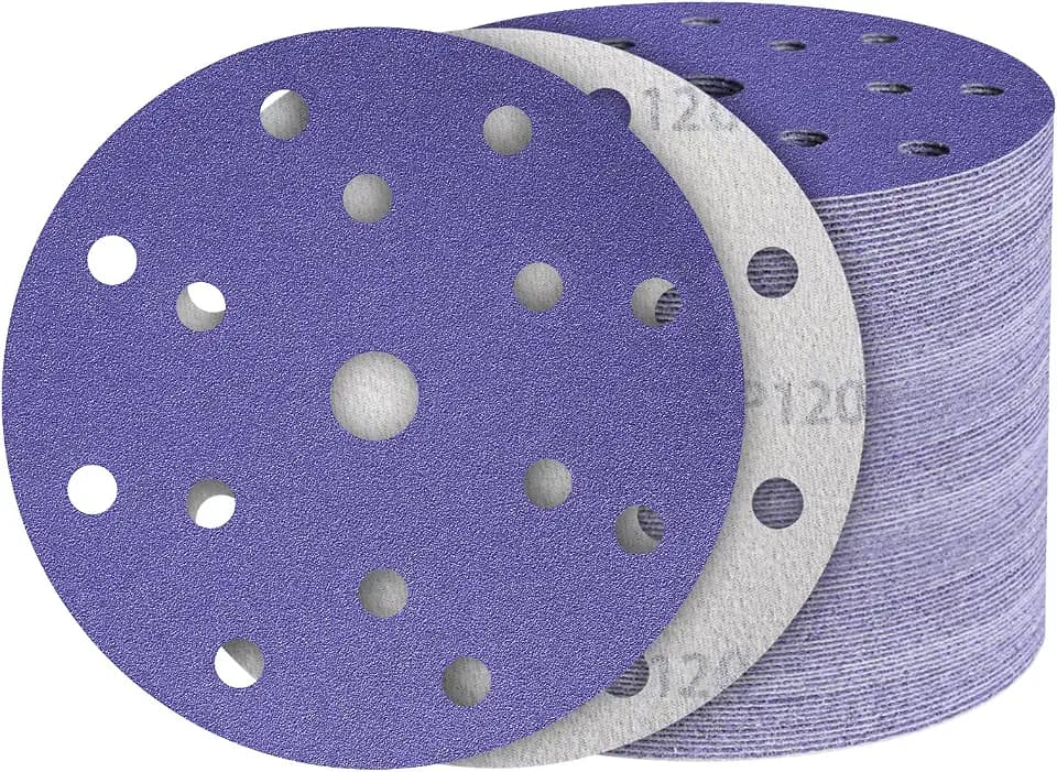 50Pcs 6 Inch Sanding Discs Assortment, Hook and Loop Orbital Sandpaper