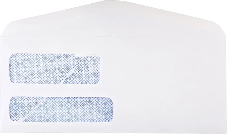 Amazon Basics #9 Double Window Security Gummed Business Envelopes for Invoices,500 Count, White
