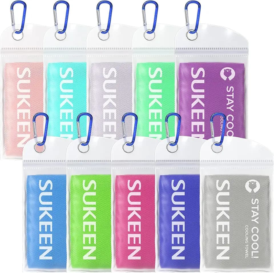 Sukeen Cooling Towels (40"x12") 10 Pack, Soft Ice Sweat Cooling Neck Wraps