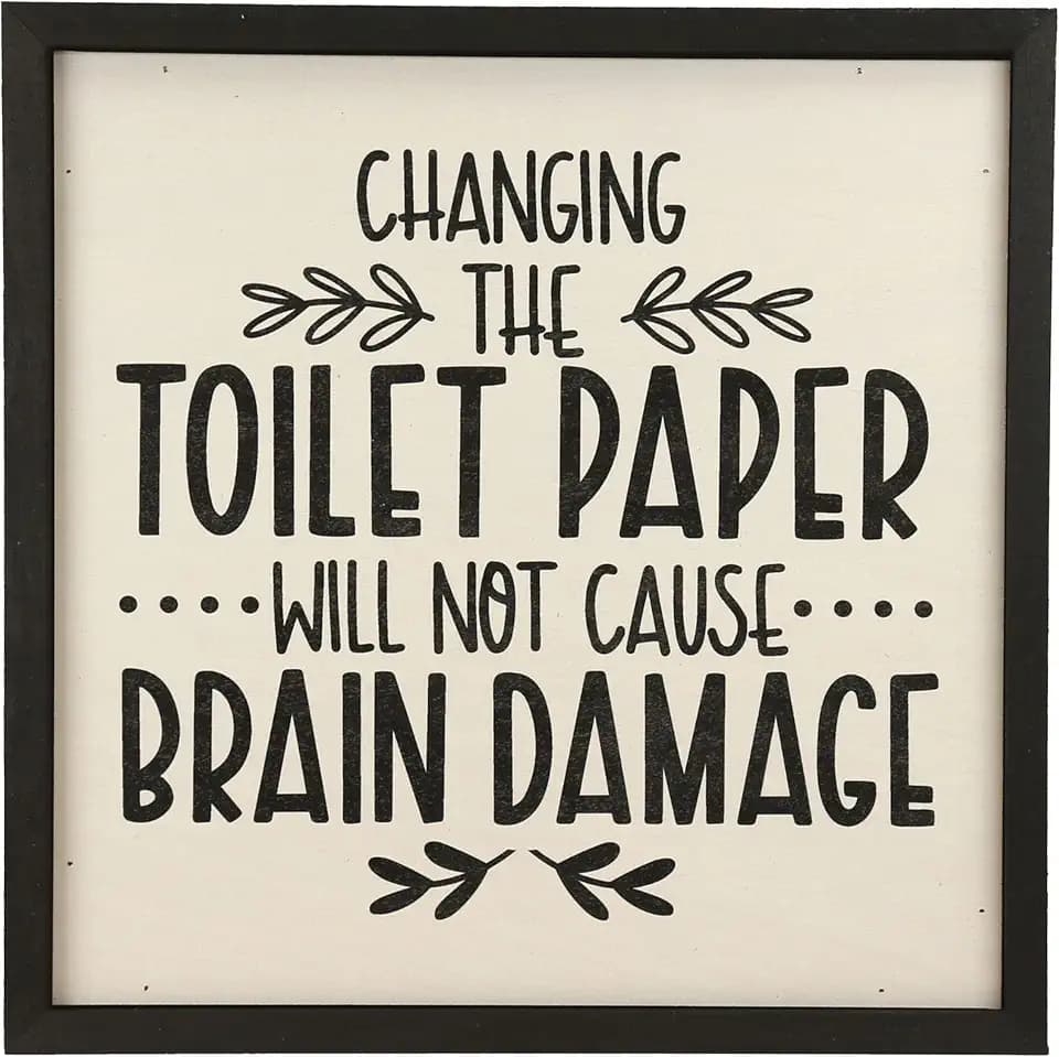 Wall Things Co. Everybody Wants To Change The World But Nobody Wants To Change The Toilet Paper Roll Sign, Rustic Funny Bathroom Wall Hanging Decor Art Modern Farmhouse, 10x10 Inch