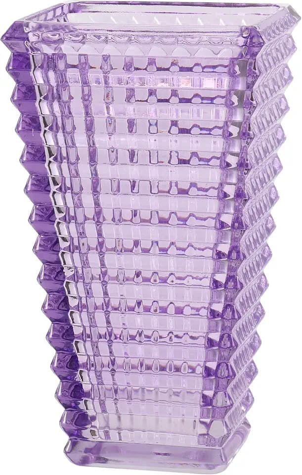 Crystal Vase, Large Crystal Vases for Flowers, Purple Large Flower Vase, Modern Glass Vases for Living Room, Bedroom, Kitchen, Dining Table, Mantle, Wedding, 9 Inches