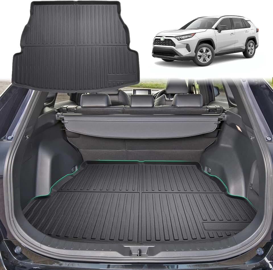 GAFAT Kompatibel mit Toyota RAV4/ Hybrid 2019-2025 2026 Kofferraummatte, Leicht zu Falten, TPE Allwetter-Kofferraumwanne, Original 3D Scannen Hohe Kante Multifunktion, RAV4 XA50 Zubehör