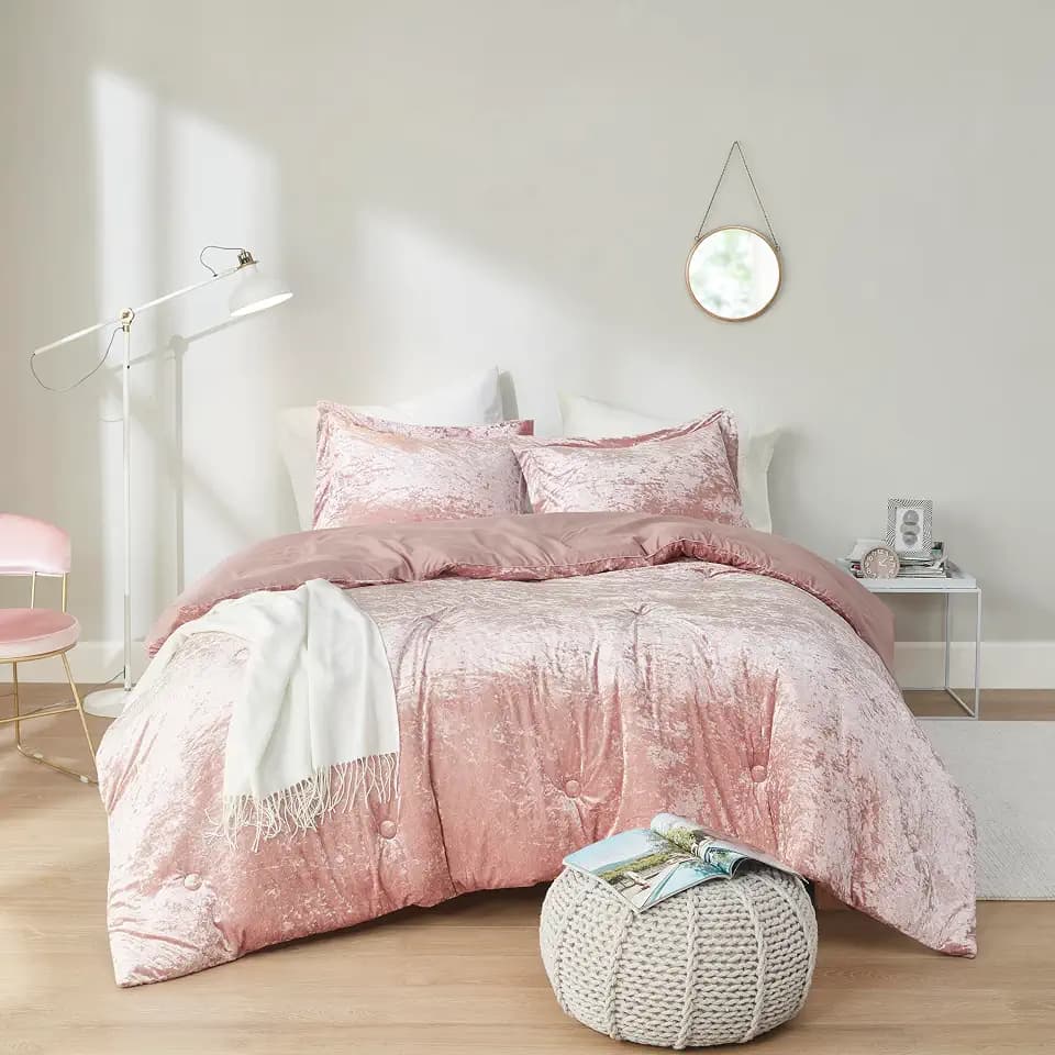 Comfort Spaces Reversible Velvet Blush Twin Comforter Set, 2pc