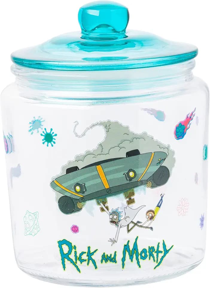 Silver Buffalo Rick and Morty Falling Ship, Glass Jar with Lid