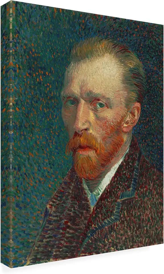 Wrapped Canvas Wall Art - Masters Collection 'Self Portrait I Vincent Van Gogh' Wall Art for Living Room, Bedroom, or Office Décor - 14 x 19 Inches - 14x19