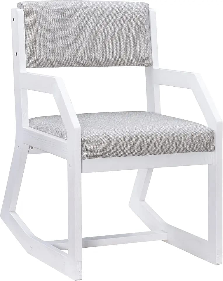 Linon Home Decor Products Karlee White 2 Position Sled Base Chair with Grey Upholstery
