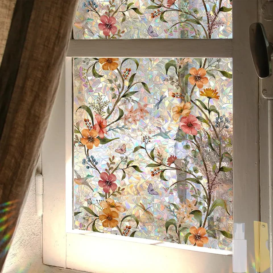 Stained Glass Window Film,17.5" x 78.7" Window Privacy Films