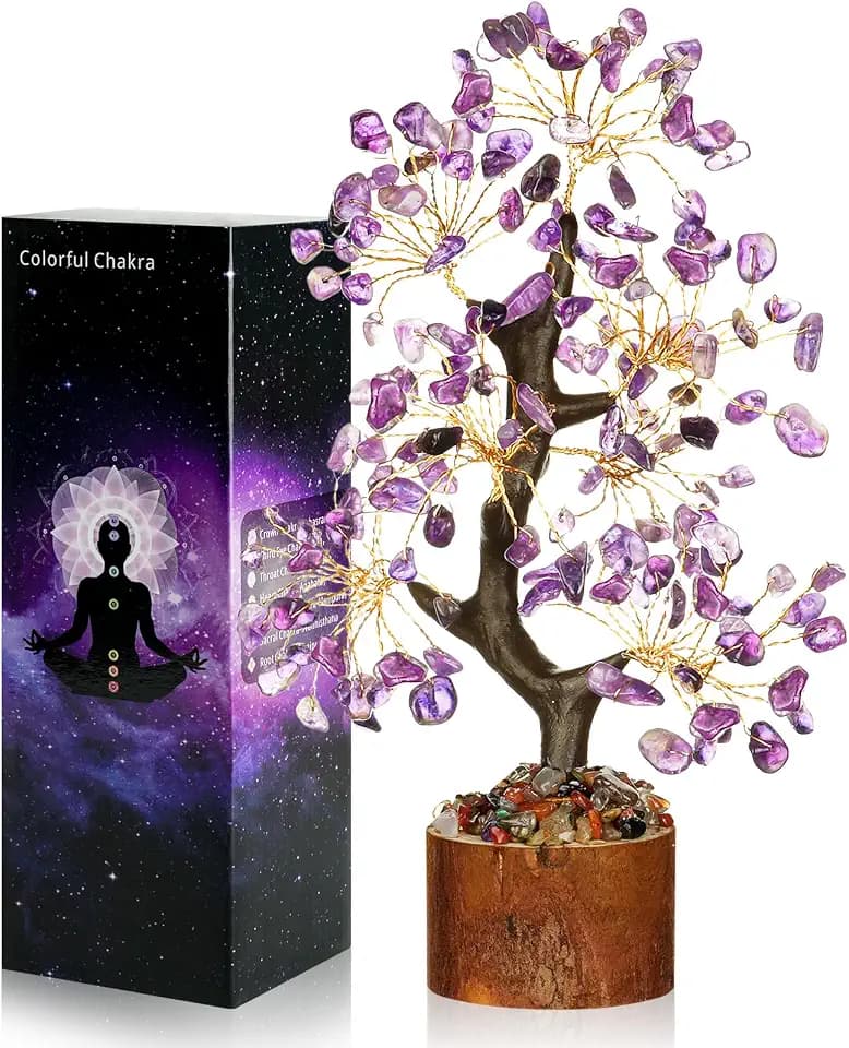 Vicloon Amethyst Kristallbaum, Heilende Kristalle Geldbaum, Natürlichen Kristalle Feng Shui Deko, Bonsai Baum Dekoartikel, Dekoration zu Hause oder im Büro, Glücksbringer Geschenke