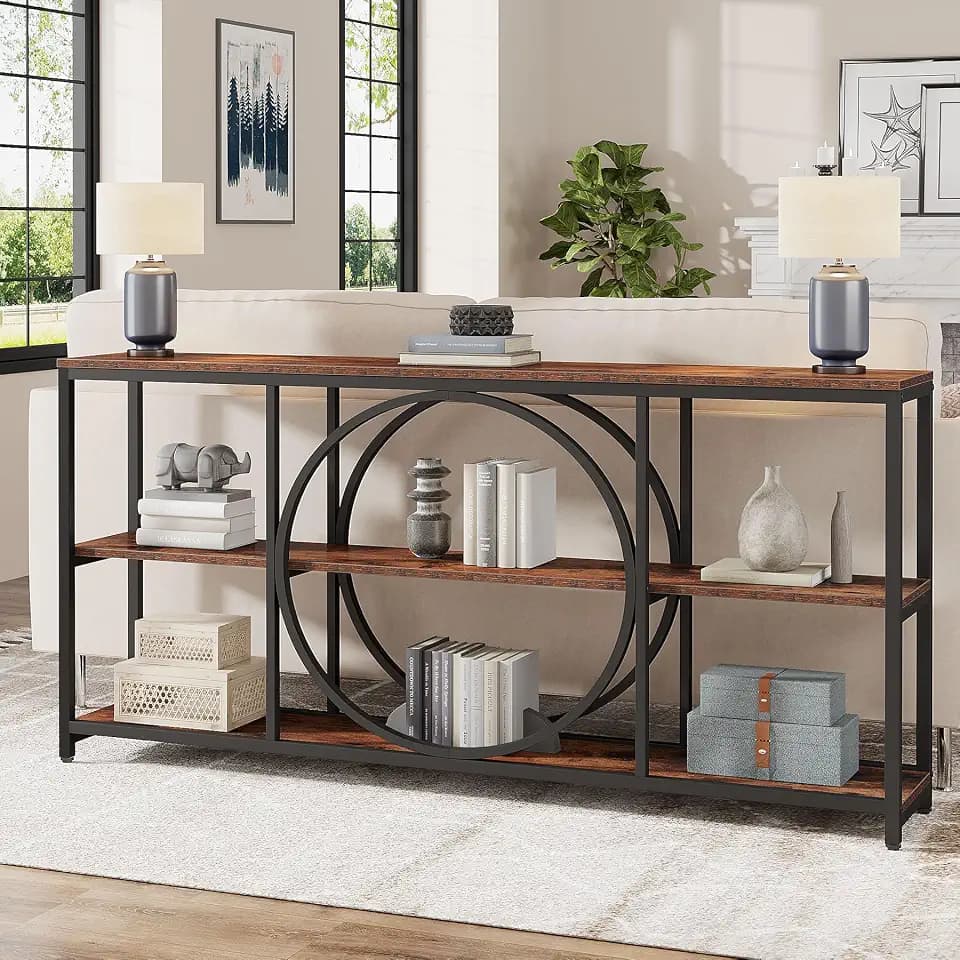 Tribesigns Extra Long Console Table, 70.9" Sofa Table with 3 Tier Shelves