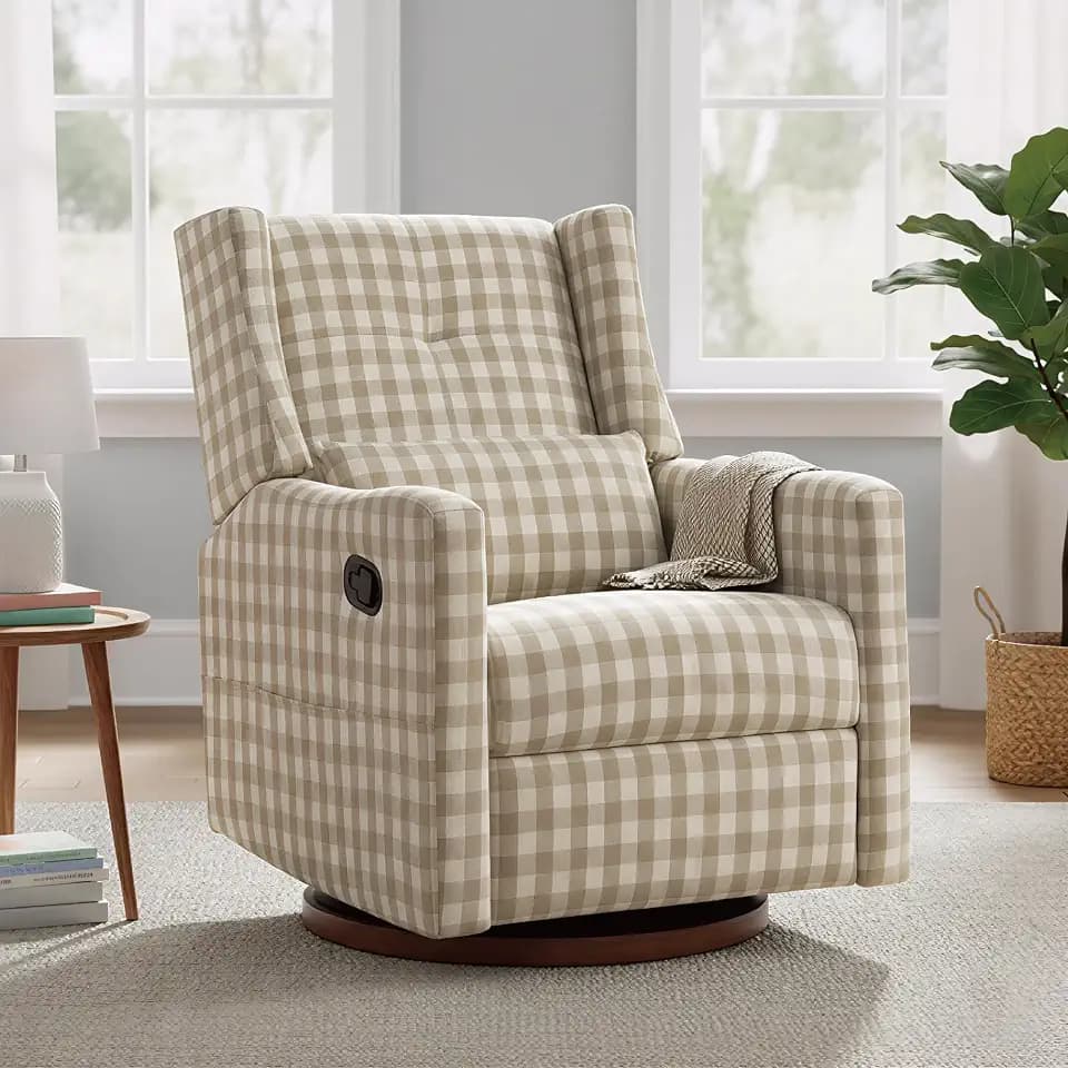 KISLOT Swivel Rocking Recliner Chair, Manual Nursery Glider