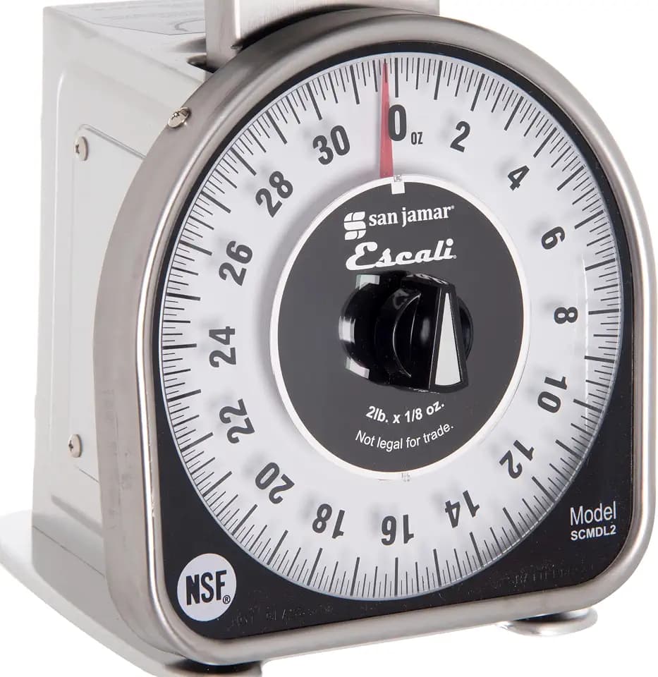 San Jamar Ms Series Mechanical Dial Scale Manual Food Scale with 2 Pound Capacity for Kitchens, Restaurants, And Cooking, Metal, 32 Ounces, Silver