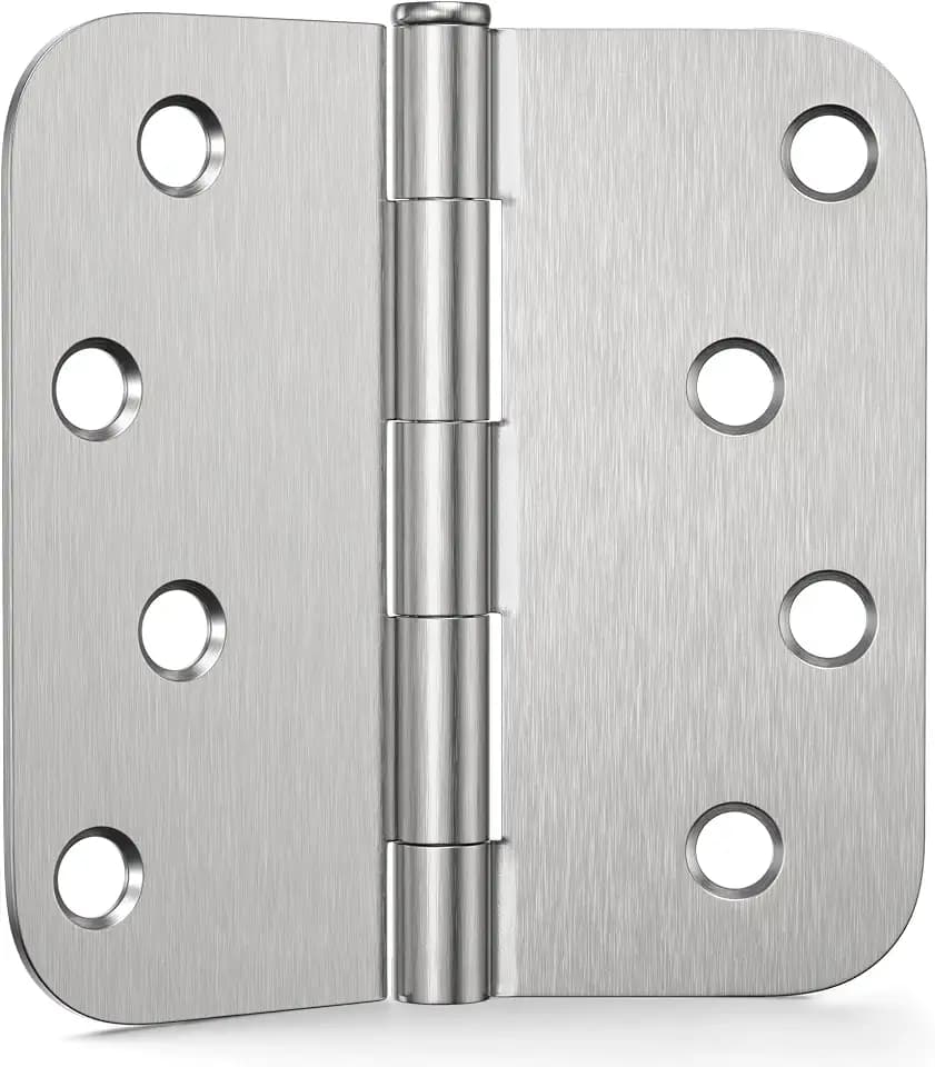 Door Hinges 4 Inch, Brushed Nickel Exterior Door Hinges 6 Pack
