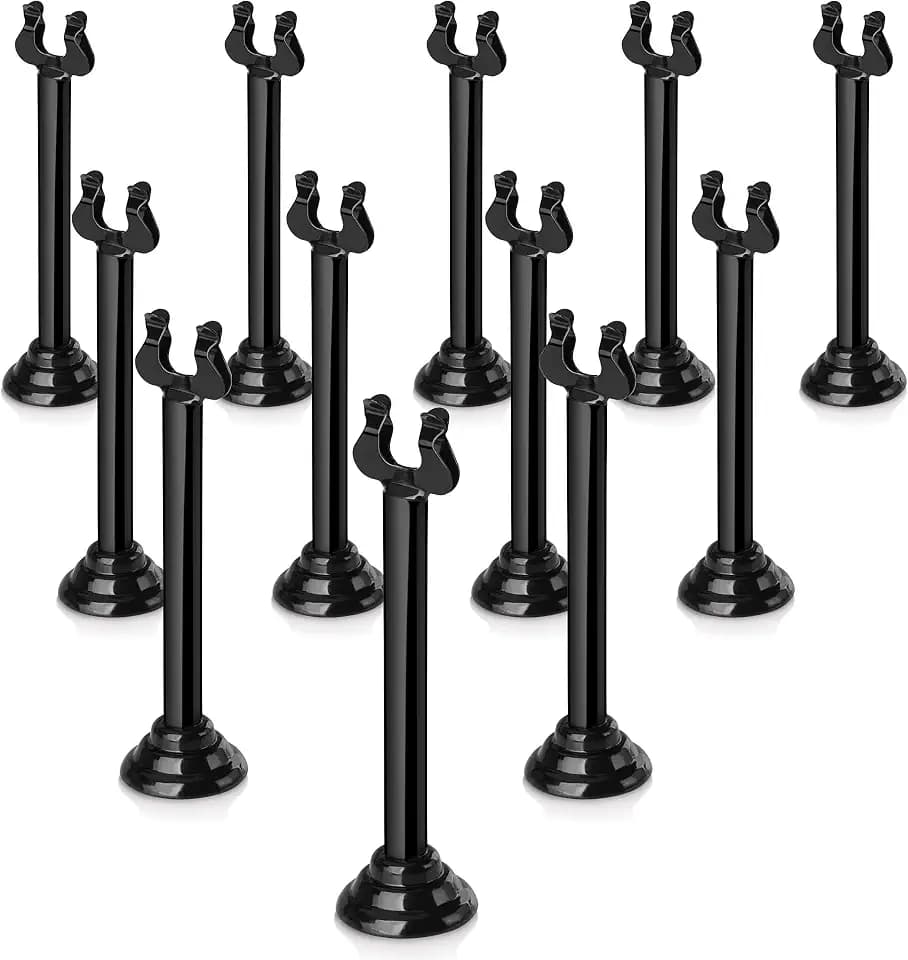 New Star Foodservice Triton / Ring-Clip Table Number Holder / Place Card Stand, 4 Inch, Black Finish, Set of 12