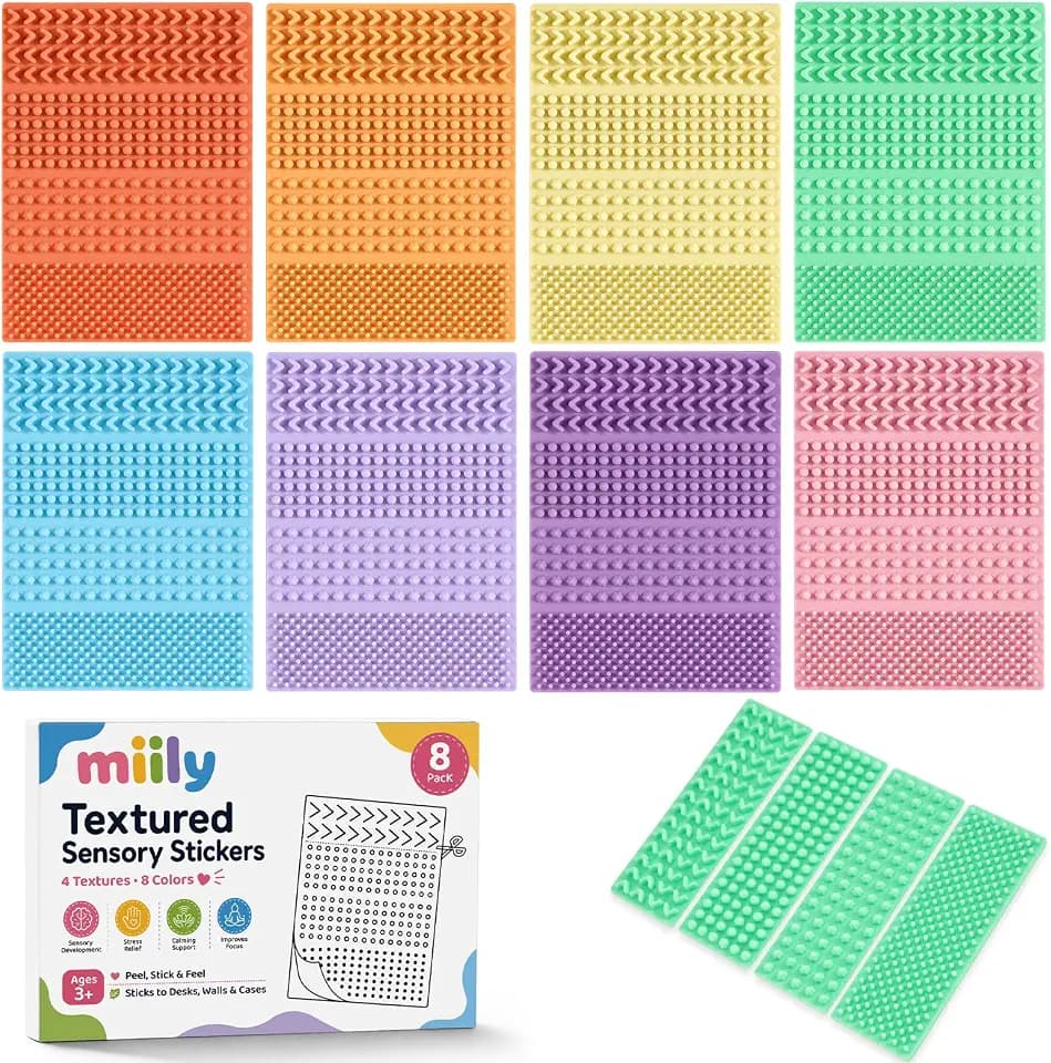 Sensory Stickers for Kids & Adults, 8 Pack Textured Classroom Calm Strips
