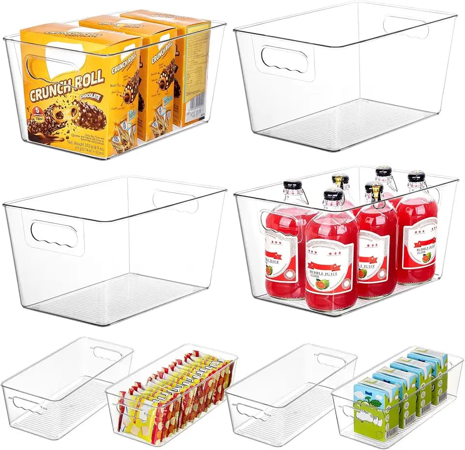 Vtopmart 8 Pack Clear Storage Bins Set for Pantry Organizer