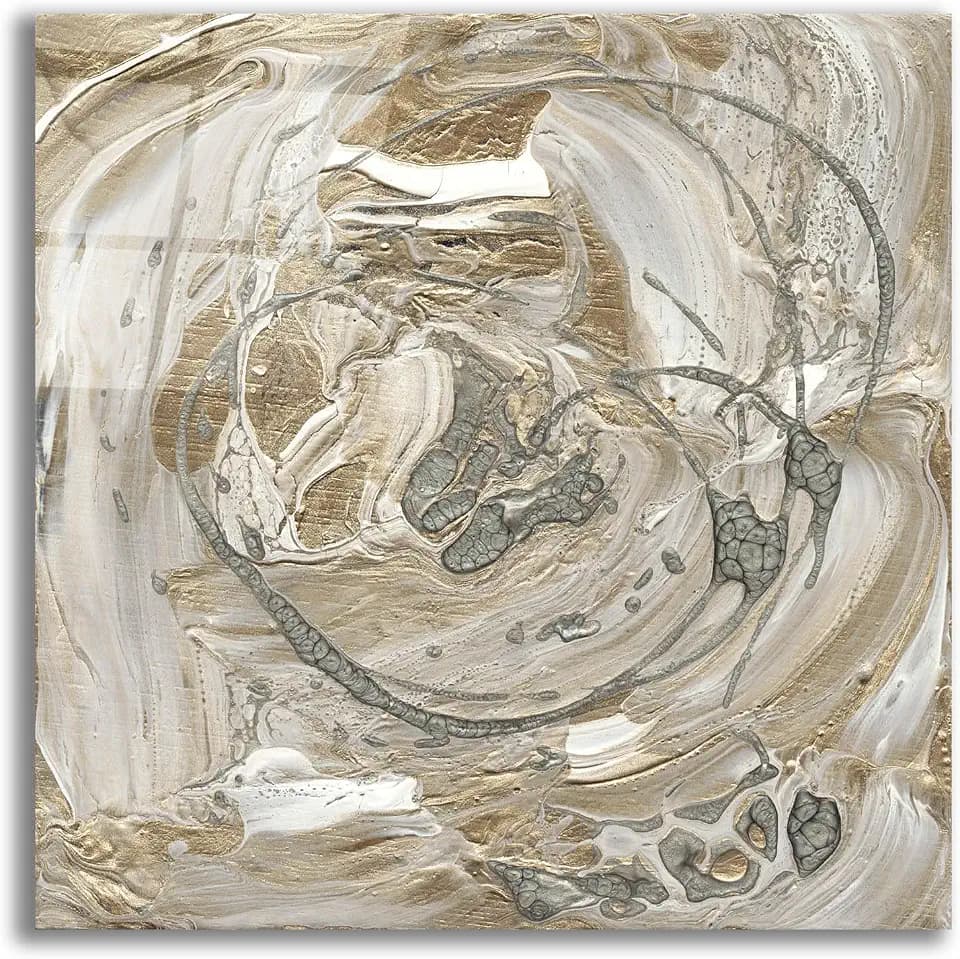 Epic Art 'Silver & Gold 1' by Alicia Ludwig Acrylic Glass Wall Art, 12" x 12"