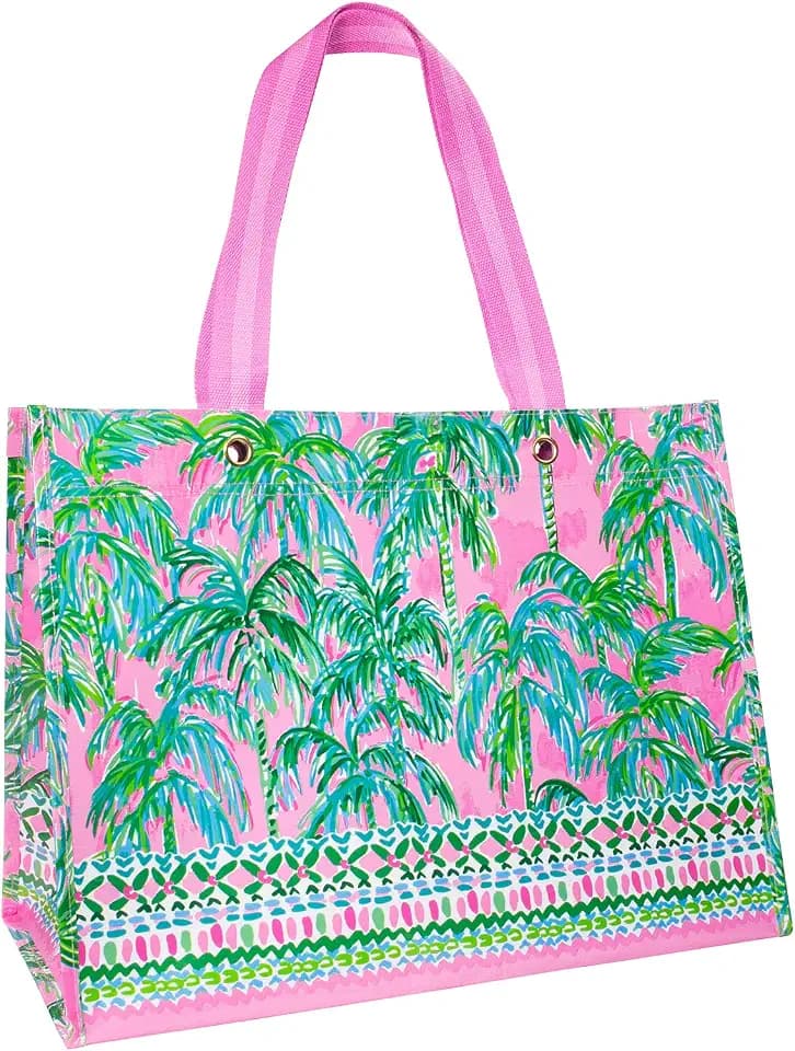 Lilly Pulitzer XL Market Shopper Bag, Oversize Reusable Grocery Tote with Comfortable Shoulder Straps