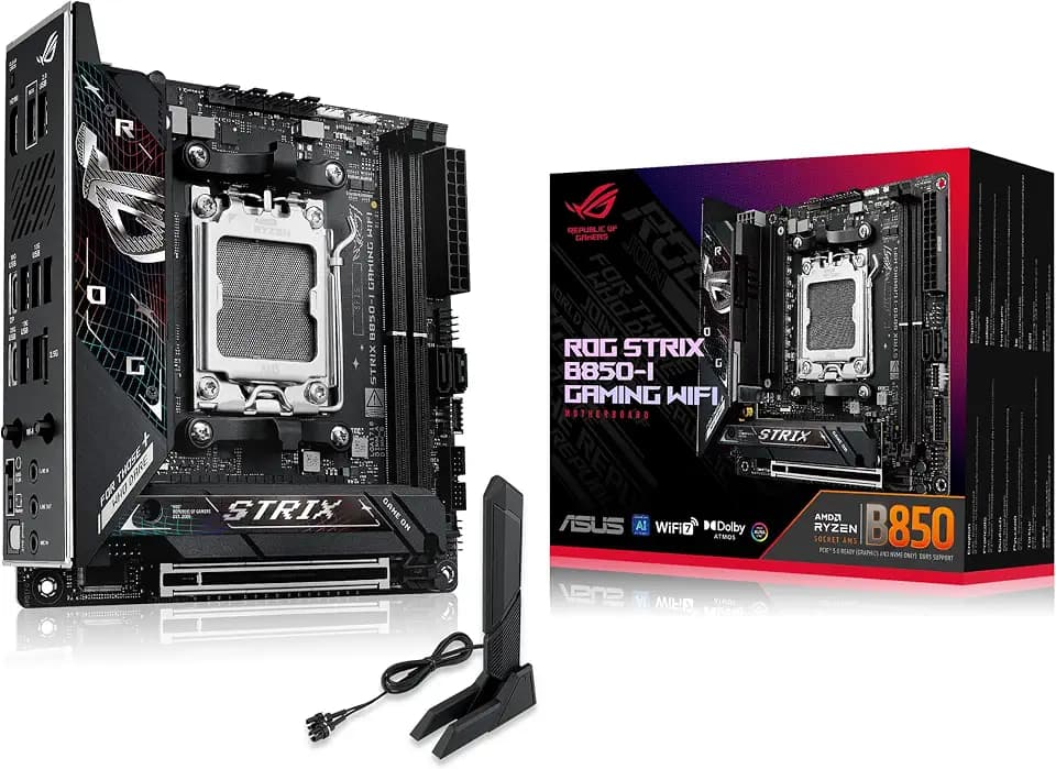 ASUS ROG Strix B850-I Gaming WiFi AMD AM5 B850 Mini-ITX mITX Motherboard 10+2+1 Stufen, DDR5, 2.5G LAN, WiFi 7, 2X M.2, PCIe® 5.0 x16, USB 20Gbps Type-C®, AI Overclocking, AI Networking II, Aura Sync