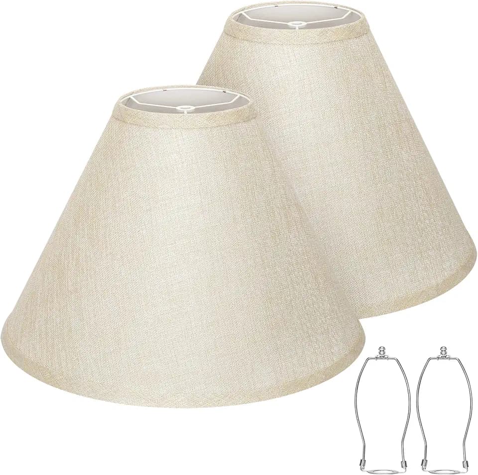 Empire Lamp Shades Set of 2, 6"Top x 16"Bottom x 10.8"High, Champagne Beige