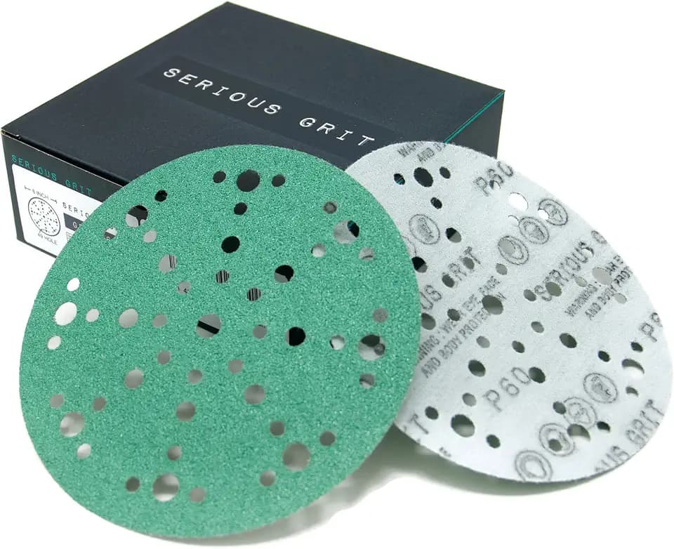 Serious Grit - 6-Inch 49-Hole P60 Grit Sanding Discs - 25 Pack Box