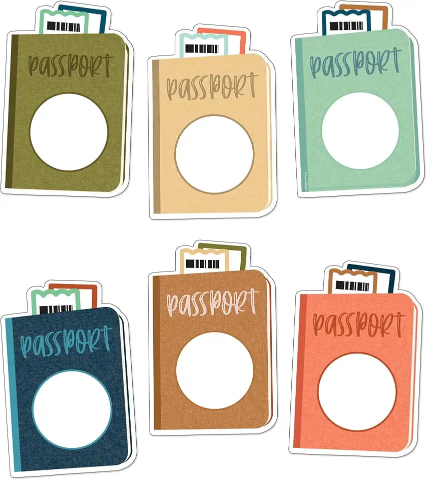 Carson Dellosa Let's Explore 36-Piece Passport Classroom Cutouts